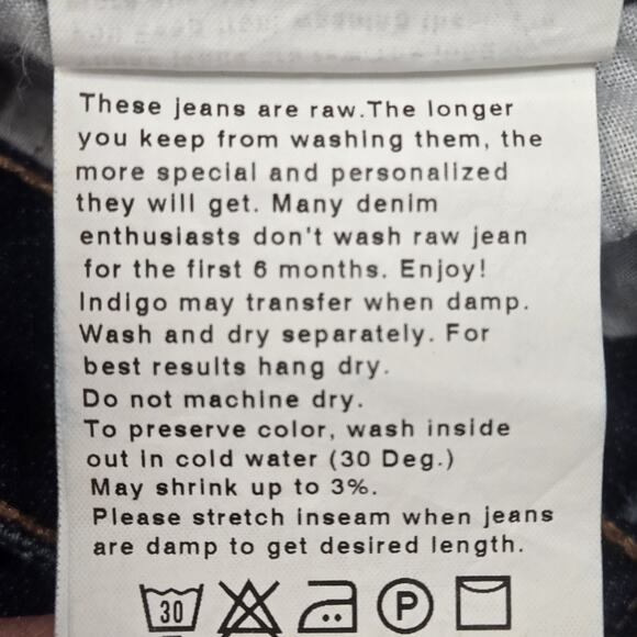 Naked & Famous Jeans Mens 27 Raw Japanese Denim Dark Wash Indigo Power Stretch - Picture 9 of 13